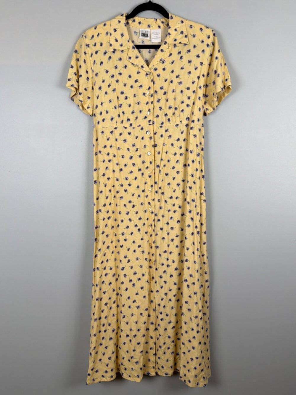 Vintage Take Nine Maternity Dress Women M Yellow Floral 90s Cottagecore Collared